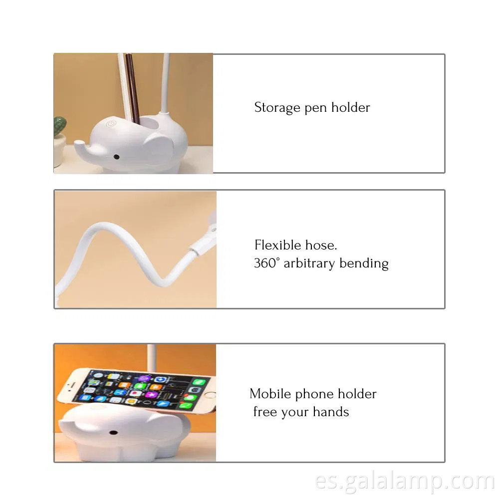 Lámpara de mesa LED de elefante creativa con temperatura de color ajustable